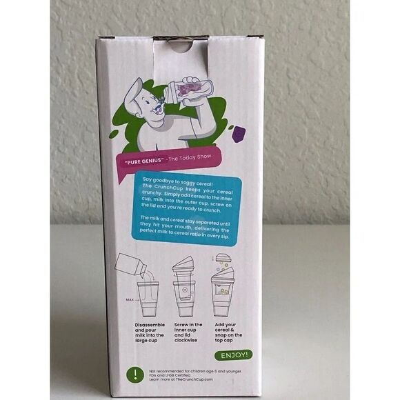 The CrunchCup Never Soggy Portable Cereal & Milk for Cereal on the Go Pink NEW - Picture 4 of 8